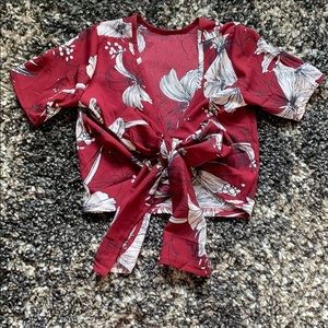 Front tie cropped top